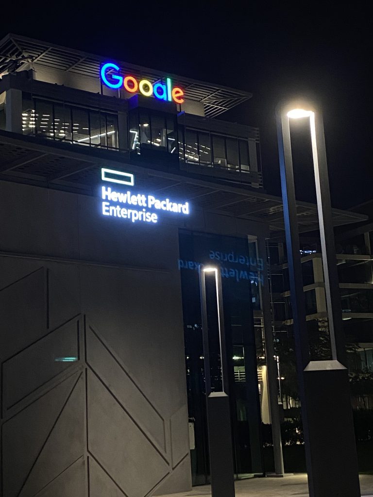 Google logotype in the dark that looks like as a light on the way to success