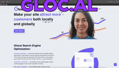 user clicks on the button "get glocal" and his website become translated on hundreds languages