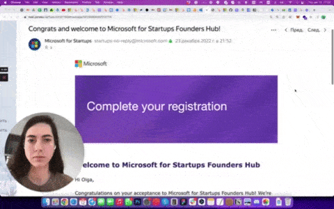 Microsoft Founders Hub Sponsorship. How Tech Woman Founder 👩 CEO Olga Nayda receive 150,000 USD for MyGlocal FZ-LLC Growth Hacks!